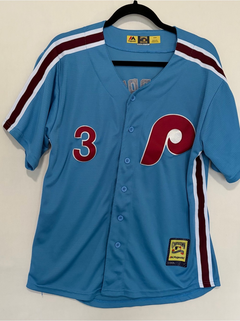 Philadelphia Phillies Cooperstown Jersey Bryce Harper #3 Men’s Small Blue